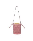 Schultertasche Louvre aus geflochtenem Leder in Rosa - 19x25x14 cm