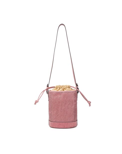Bolso bandolera Louvre de piel tejida rosa - 19x25x14 cm