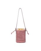 Schultertasche Louvre aus geflochtenem Leder in Rosa - 19x25x14 cm