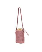 Schultertasche Louvre aus geflochtenem Leder in Rosa - 19x25x14 cm