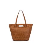 Bolso de hombro Ofine de piel trenzada marrón - 29x30x16 cm