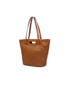 Bolso de hombro Ofine de piel trenzada marrón - 29x30x16 cm