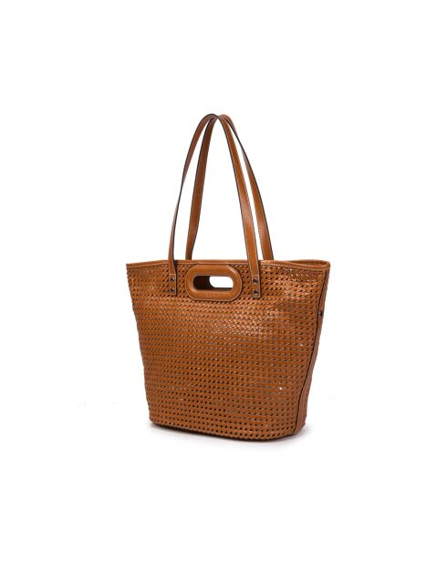 Ofine Schultertasche aus geflochtenem Leder in Braun - 29x30x16 cm
