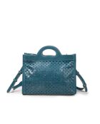 Bolso pequeño de piel azul M Gae - 25x20x11 cm