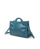 Bolso pequeño de piel azul M Gae - 25x20x11 cm