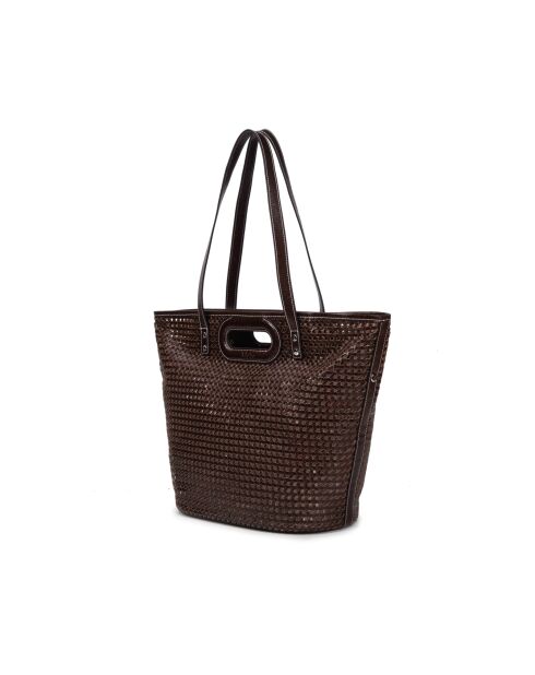 Schultertasche Ofine Moka aus geflochtenem Leder - 29x30x16 cm