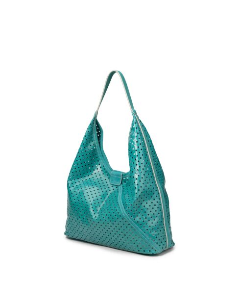 Kleine Tragetasche aus Leder Handtasche M Moon türkis - 28x21x11 cm