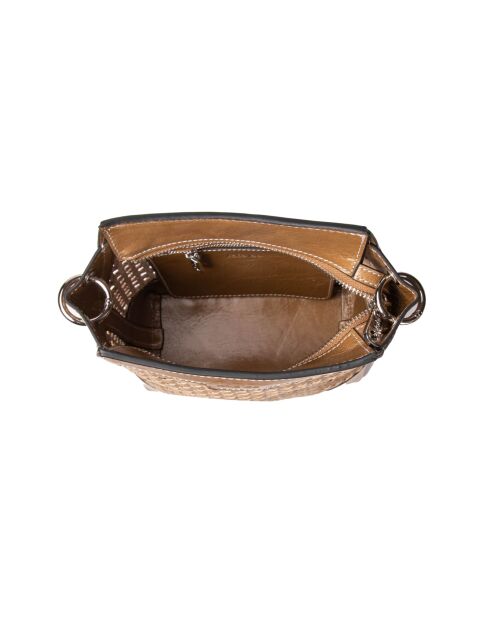 Sac porté bandoulière en cuir tressé Bonbon miel - 18x17x8,5 cm