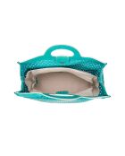 Sac cabas en cuir perforé Gae turquoise - 36x29x16 cm