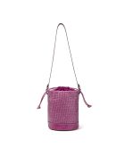 Sac seau porté épaule en cuir tressé Louvre orchidée - 19x25x14 cm