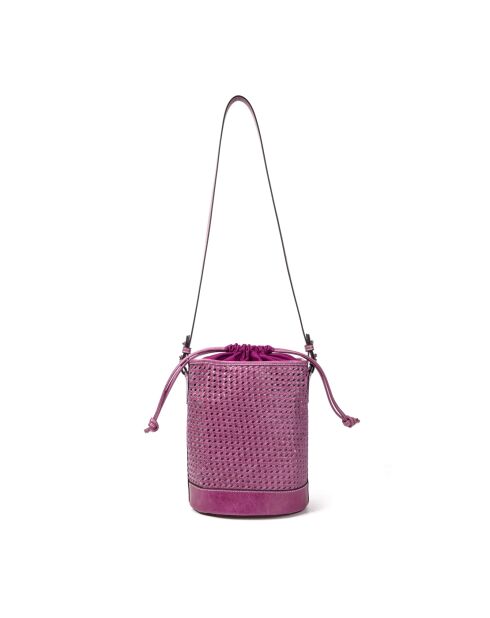 Bolso bandolera Louvre de piel tejida con orquídeas - 19x25x14 cm