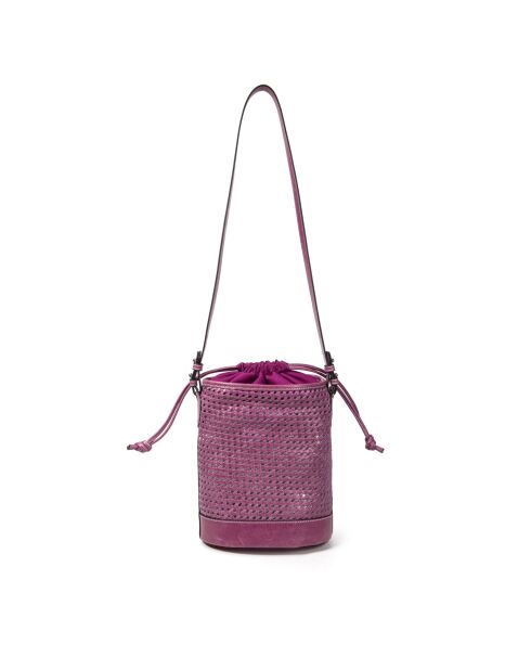 Bolso bandolera Louvre de piel tejida con orquídeas - 19x25x14 cm