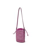 Sac seau porté épaule en cuir tressé Louvre orchidée - 19x25x14 cm