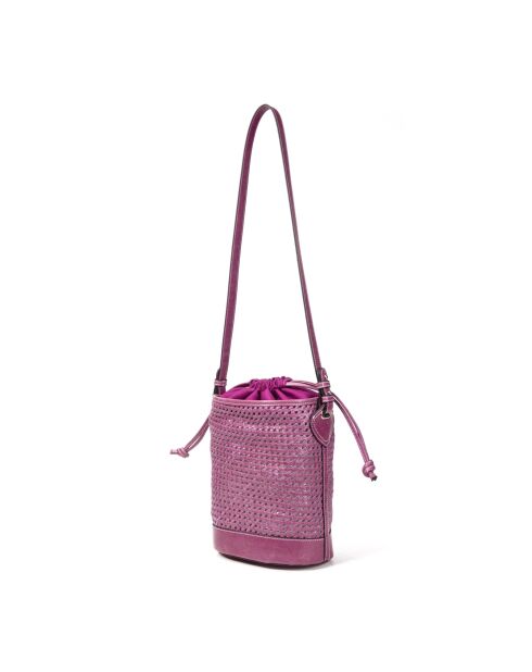 Bolso bandolera Louvre de piel tejida con orquídeas - 19x25x14 cm