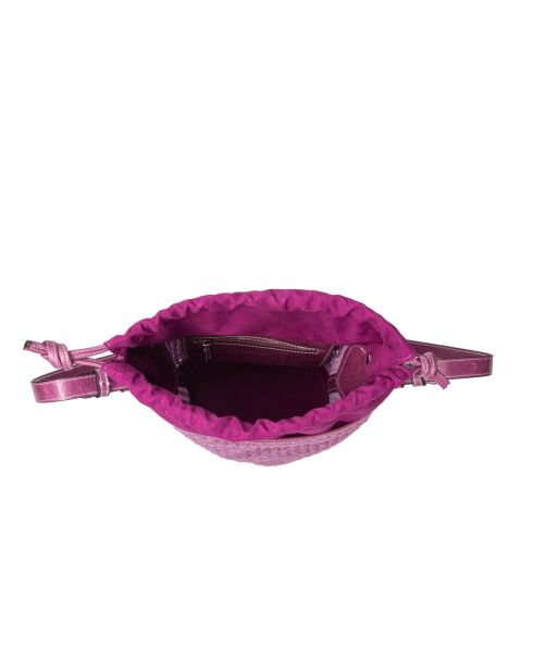 Bolso bandolera Louvre de piel tejida con orquídeas - 19x25x14 cm