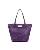 Schultertasche Ofine aus geflochtenem Leder lila - 29x30x16 cm