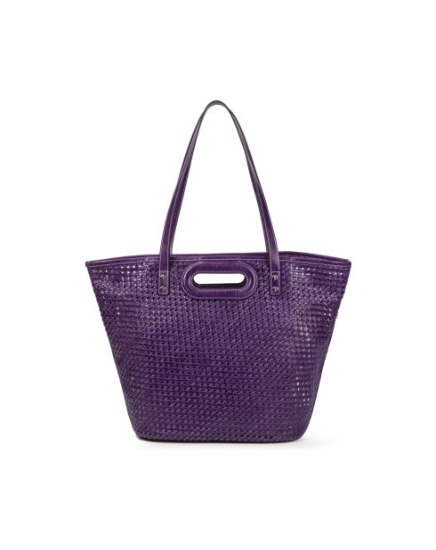 Bolso de hombro Ofine de piel tejida morado - 29x30x16 cm