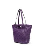 Schultertasche Ofine aus geflochtenem Leder lila - 29x30x16 cm