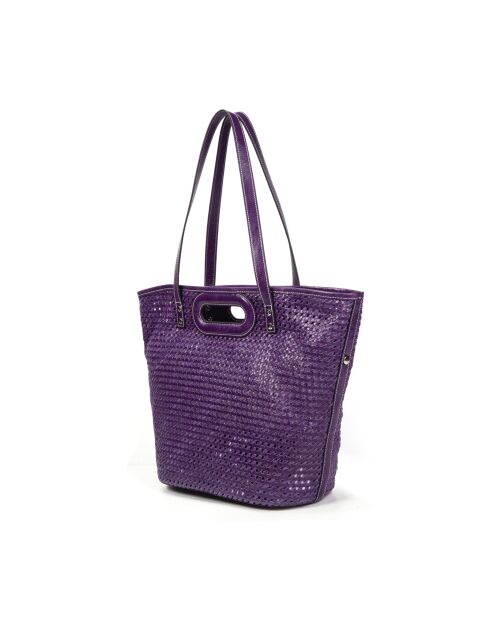 Bolso de hombro Ofine de piel tejida morado - 29x30x16 cm