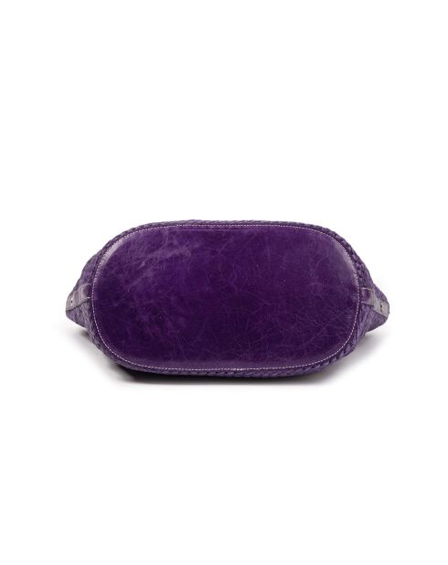 Bolso de hombro Ofine de piel tejida morado - 29x30x16 cm