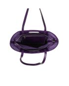 Schultertasche Ofine aus geflochtenem Leder lila - 29x30x16 cm