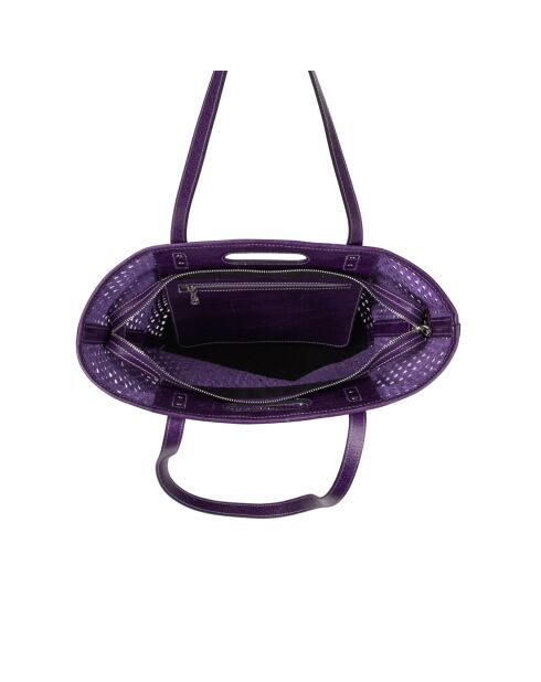 Bolso de hombro Ofine de piel tejida morado - 29x30x16 cm