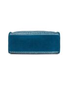 Sac cabas en cuir perforé Gae bleu - 36x29x16 cm
