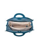 Sac cabas en cuir perforé Gae bleu - 36x29x16 cm