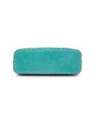 Sac cabas porté épaule en cuir perforé Lune turquoise - 38x28x16 cm