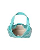 Sac cabas porté épaule en cuir perforé Lune turquoise - 38x28x16 cm
