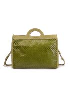 Bolso Gae de piel perforada verde oscuro - 36x29x16 cm