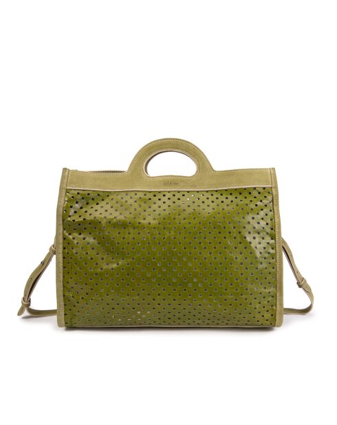 Bolso Gae de piel perforada verde oscuro - 36x29x16 cm