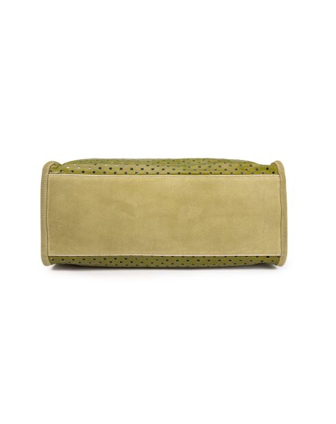 Bolso Gae de piel perforada verde oscuro - 36x29x16 cm