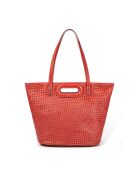 Sac cabas porté épaule en cuir tressé Ofine feu - 29x30x16 cm