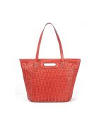 Sac cabas porté épaule en cuir tressé Ofine feu - 29x30x16 cm