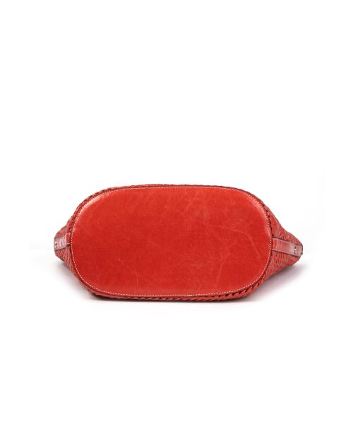 Sac cabas porté épaule en cuir tressé Ofine feu - 29x30x16 cm