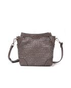 Furlo Bonbon gris schoudertas van geweven leer - 18x17x8,5 cm