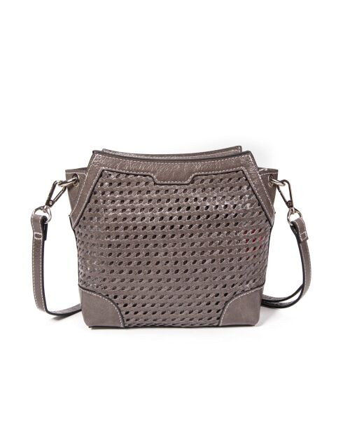 Sac porté bandoulière en cuir tressé Bonbon gris furlo - 18x17x8,5 cm