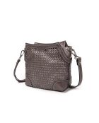 Furlo Bonbon gris schoudertas van geweven leer - 18x17x8,5 cm