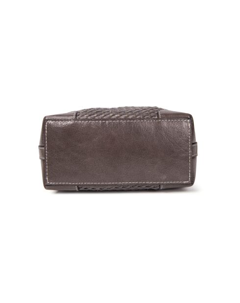 Sac porté bandoulière en cuir tressé Bonbon gris furlo - 18x17x8,5 cm