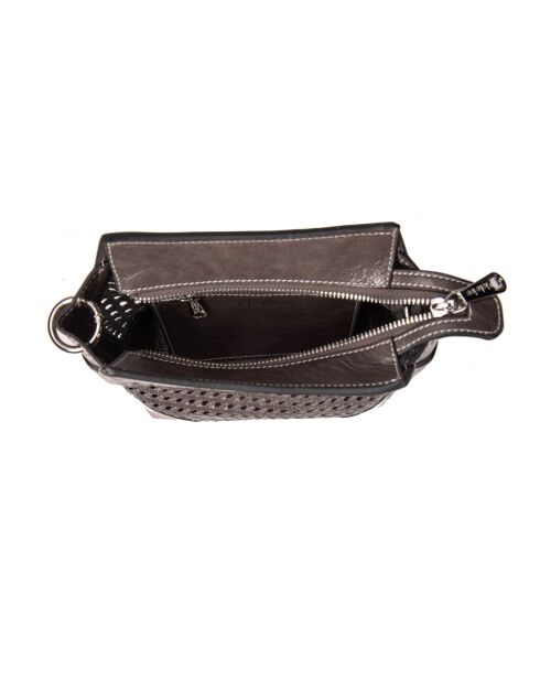 Sac porté bandoulière en cuir tressé Bonbon gris furlo - 18x17x8,5 cm