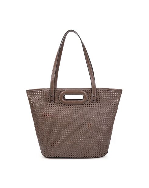 Ofine Schultertasche aus geflochtenem Leder in Taupe - 29x30x16 cm