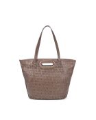 Ofine Schultertasche aus geflochtenem Leder in Taupe - 29x30x16 cm