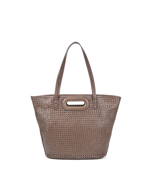 Ofine Schultertasche aus geflochtenem Leder in Taupe - 29x30x16 cm