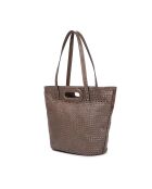 Ofine Schultertasche aus geflochtenem Leder in Taupe - 29x30x16 cm