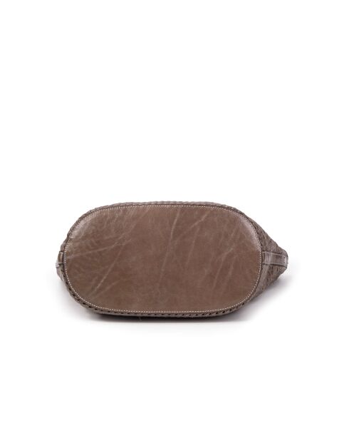 Ofine Schultertasche aus geflochtenem Leder in Taupe - 29x30x16 cm