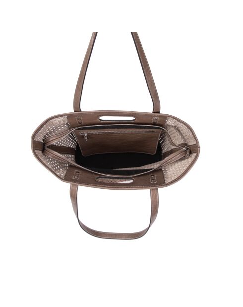Ofine Schultertasche aus geflochtenem Leder in Taupe - 29x30x16 cm