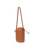 Bolso bandolera de piel tejida Louvre marrón - 19x25x14 cm