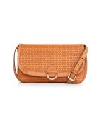 Zelie Schultertasche aus Leder in Cognac-Zopfmuster - 32x16x12 cm