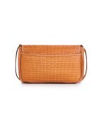 Zelie Schultertasche aus Leder in Cognac-Zopfmuster - 32x16x12 cm